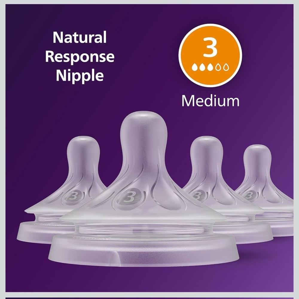 Philips Avent Glass Natural Baby Bottles w/ Natural Response Nipple, 8oz - VGUC - Picture 9 of 10